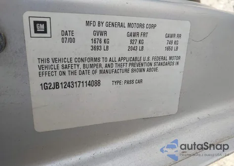 2001 Pontiac Sunfire Se из США, поврежденный, VIN 1G2JB124317114088